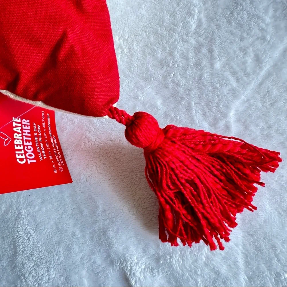 Valentine's Day Decorative Pillow - Red and White.
